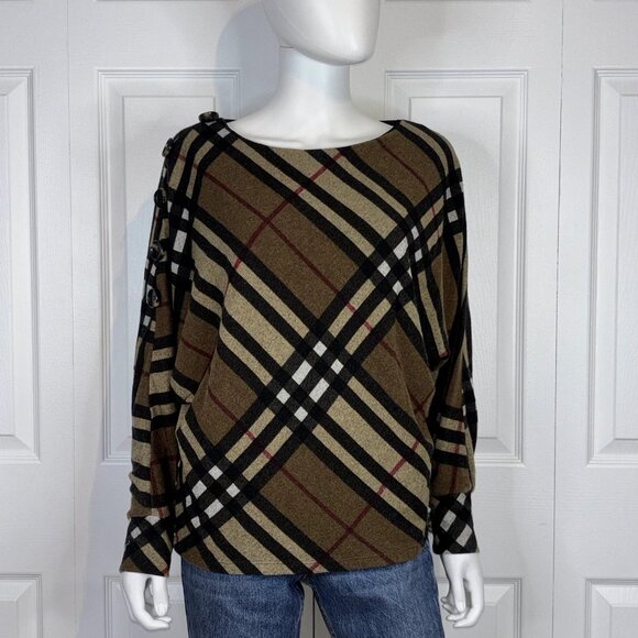 Frank Lyman Design Plaid Sweater - Brown and Black - Picture 3 of 3